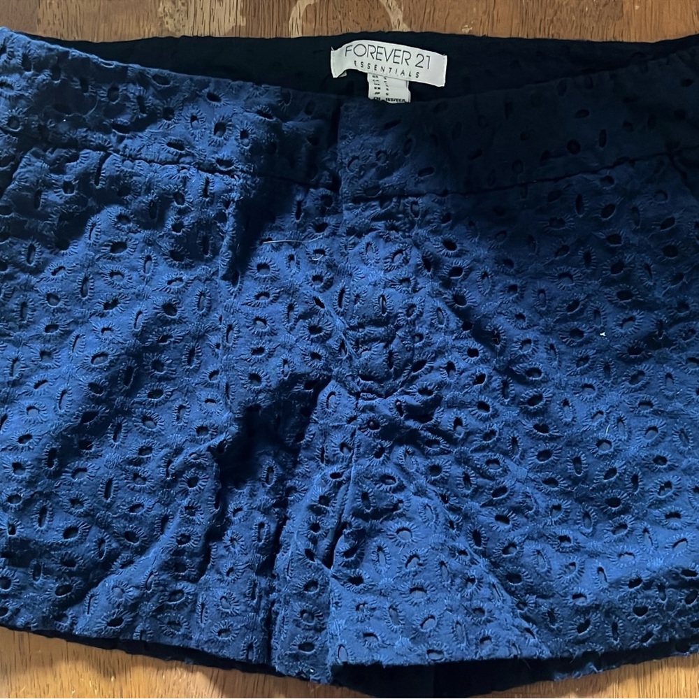 Forever 21 Dark Blue Eyelet Shorts